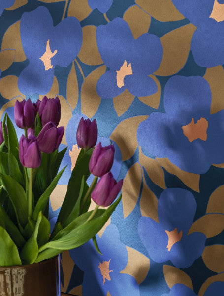 Iconic Flower Power Wallpaper - Blue