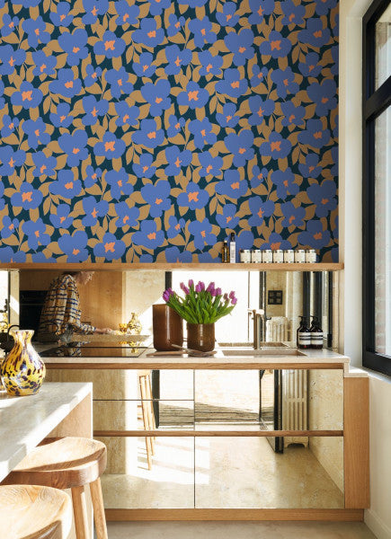 Iconic Flower Power Wallpaper - Blue