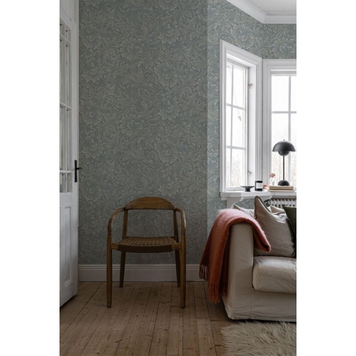 Idun Floral Symphony Wallpaper - Grey/Blue