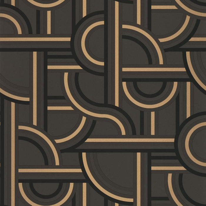 Impass Art Deco Wallpaper - Black/Gold - Discontinuing
