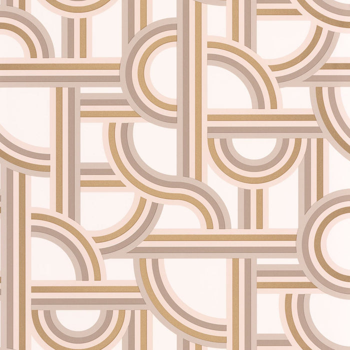 Impass Art Deco Wallpaper - Blush/Gold