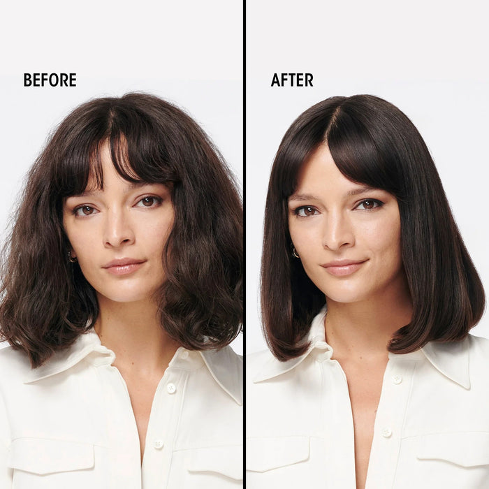 Shop Rescue Spa Imperial Blowout styling creme before and after results showing smoother, shinier, and voluminous hair