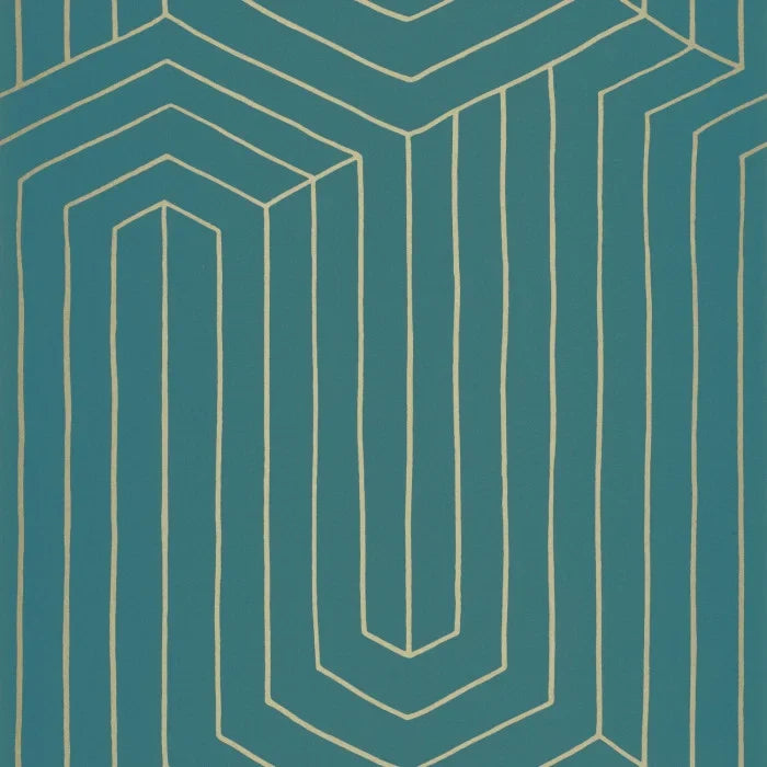 Infini Wallpaper - Bleu Canard Or