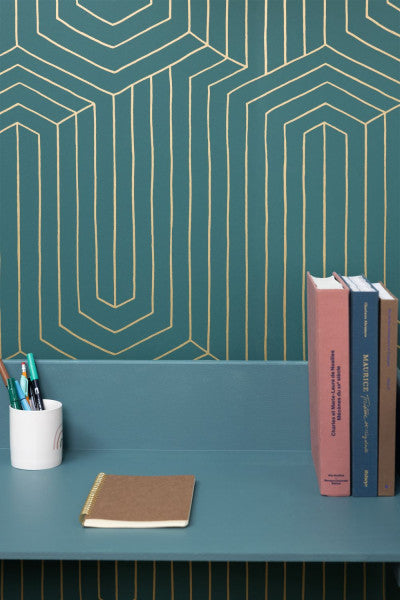 Infini Wallpaper - Bleu Canard Or