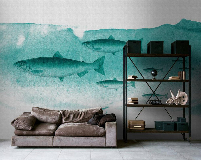 Into the Blue - Custom Sized Wallpaper Mural (per m2) - Green