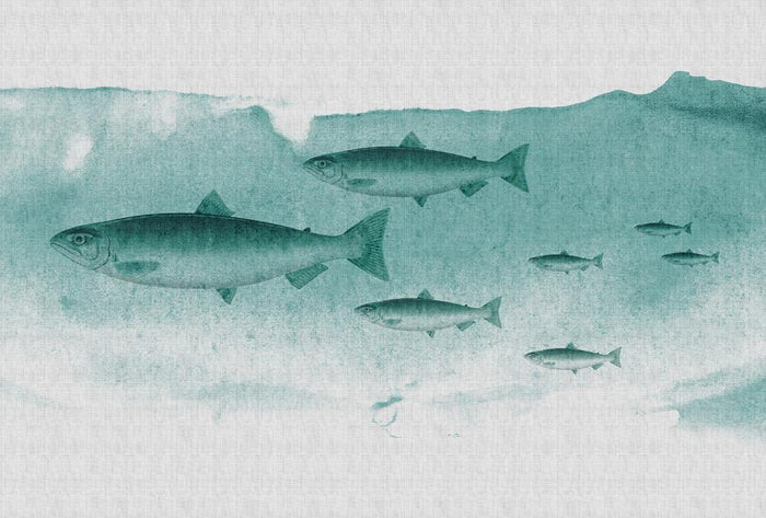 Into the Blue - Custom Sized Wallpaper Mural (per m2) - Green