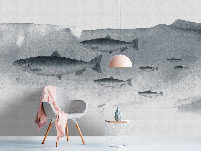 Into the Blue - Custom Sized Wallpaper Mural (per m2) - Grey