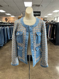 Jacket Denim By White House Black Market In Blue & Tan, Size:12
