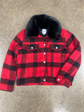 Jacket Faux Fur & Sherpa By Gap In Black & Red, Size:Sp