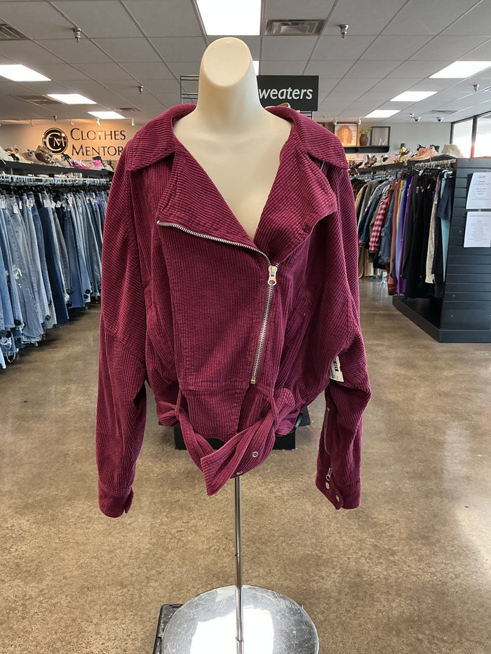 Jacket Moto By Free People In Maroon, Size:L