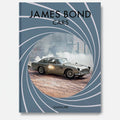 James Bond Cars book cover featuring a silver Aston Martin DB5 with sparks flying from its side, set against a backdrop of smoke and a European street.