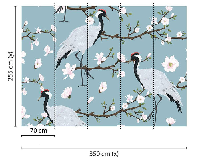 Japanese Cranes mural NZ-Mural