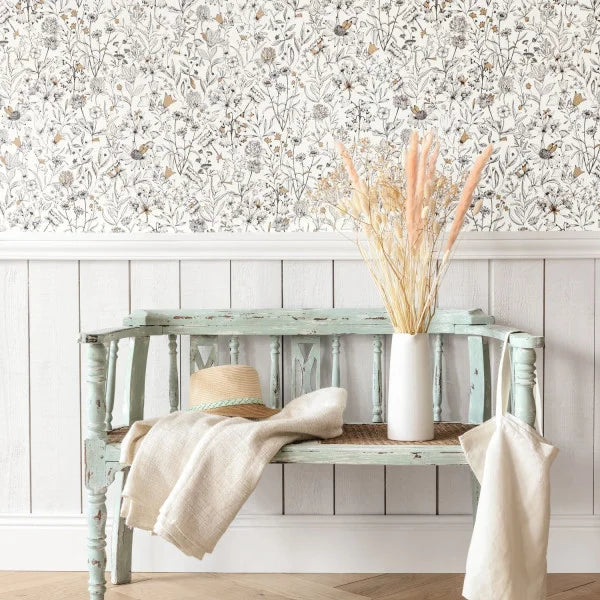 Jardin De Giverny Vinyl Wallpaper - Blanc Noir