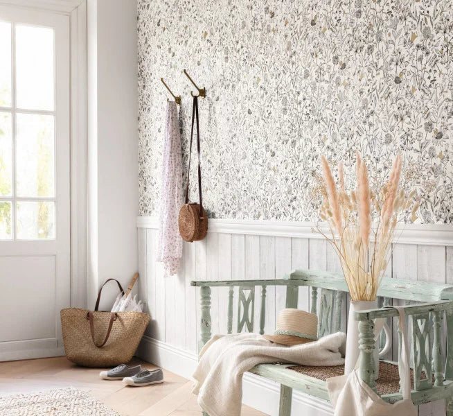 Jardin De Giverny Vinyl Wallpaper - Blanc Noir