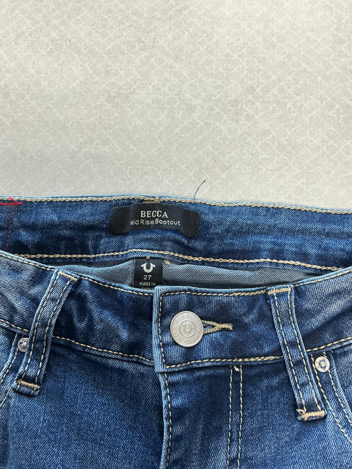 Jeans Boot Cut By True Religion In Blue Denim, Size:4