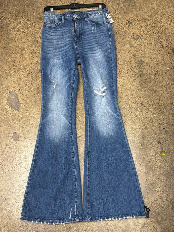 Jeans Flared By Judy Blue In Blue Denim, Size:6