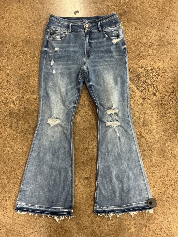 Jeans Flared By Kancan In Blue Denim, Size:10