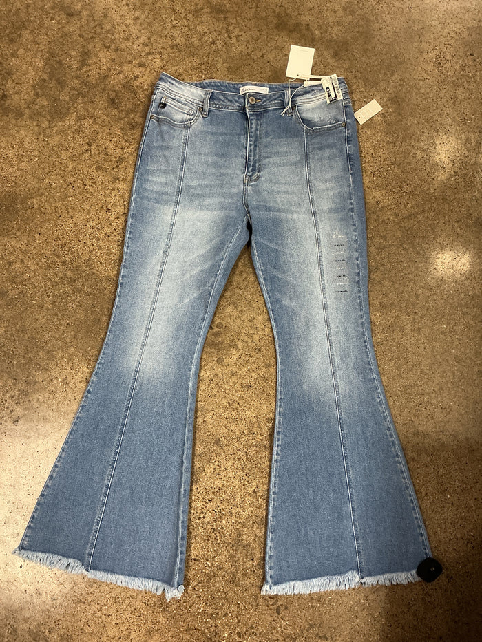 Jeans Flared By Kancan In Blue Denim, Size:12