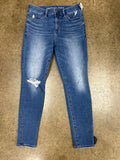 Jeans Skinny By American Eagle In Blue Denim, Size:8short