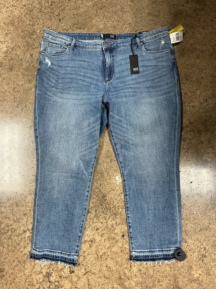 Jeans Straight By Kut In Blue Denim, Size:22