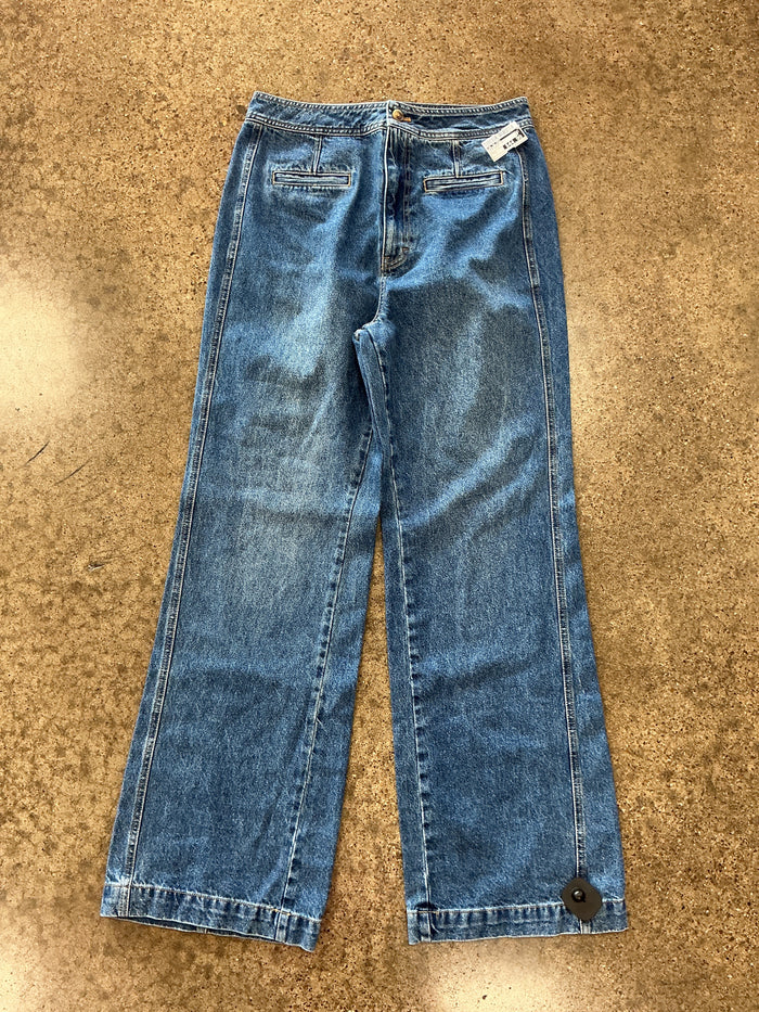 Jeans Wide Leg By We The Free In Blue Denim, Size:L