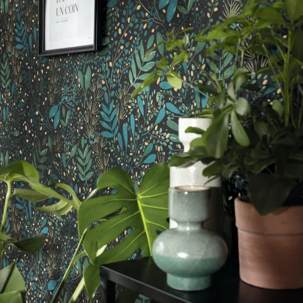 Joy Vinyl Wallpaper - Dark Green/Blue