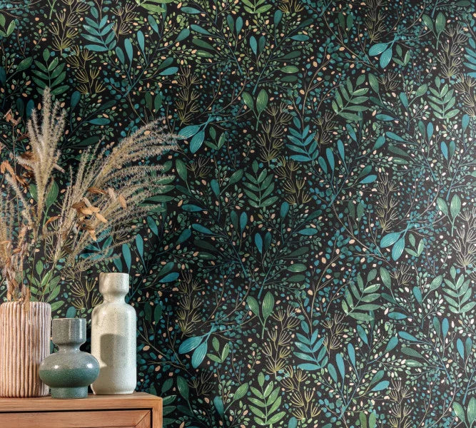 Joy Vinyl Wallpaper - Dark Green/Blue