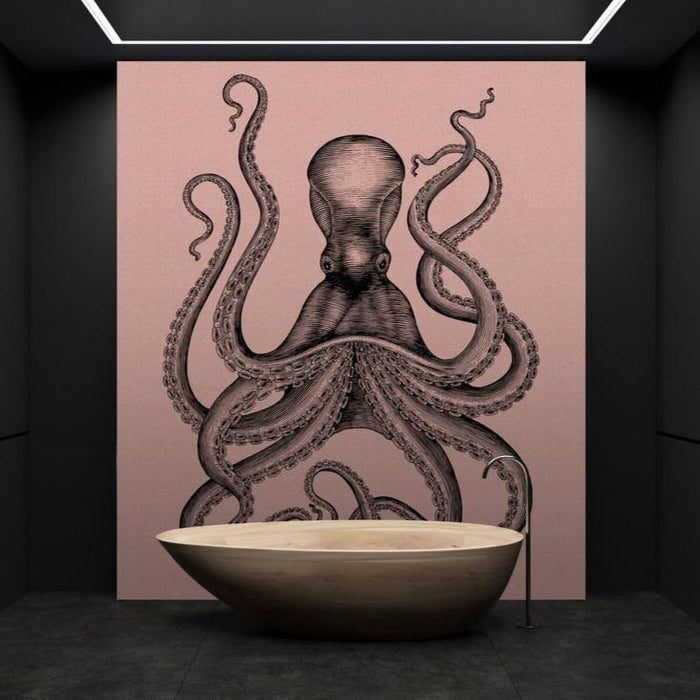 Jules Octopus - Custom Sized Wallpaper Mural (per m2) - Jules 1 Pink