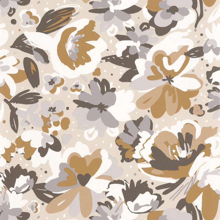 July Flower Power Vinyl Wallpaper - Chocolate - Discontinuing