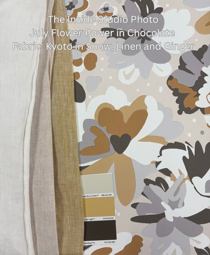July Flower Power Vinyl Wallpaper - Chocolate - Discontinuing