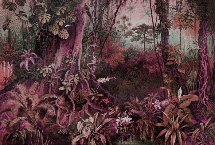 Jungle - Custom Sized Wallpaper Mural (per m2) - Red/Brown