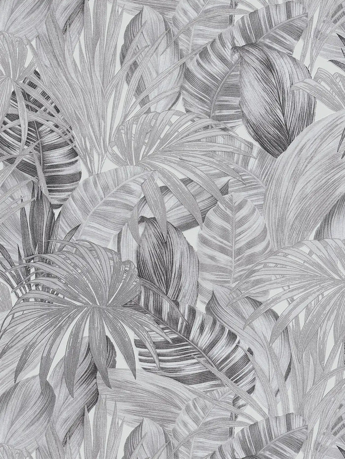 Jungle Sketch Wallpaper - Grey