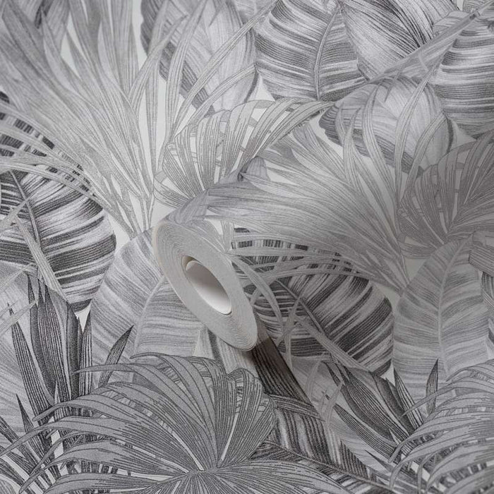 Jungle Sketch Wallpaper - Grey