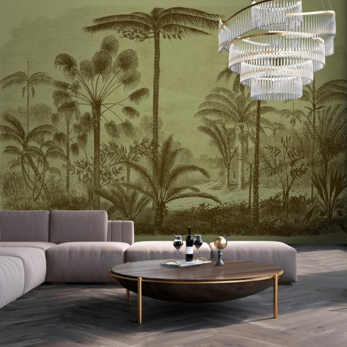 Jurassic - Custom Sized Wallpaper Mural (per m2) - Brown/Green