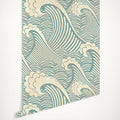 Kanagawa Wave Wallpaper - Aqua Blue