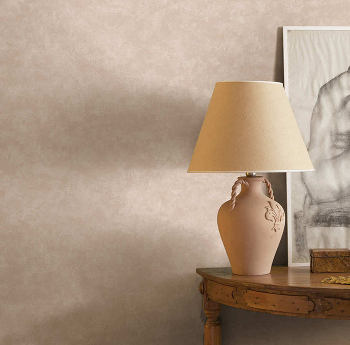 Kanso Soft Plaster wallpaper in coral on a feature wall
