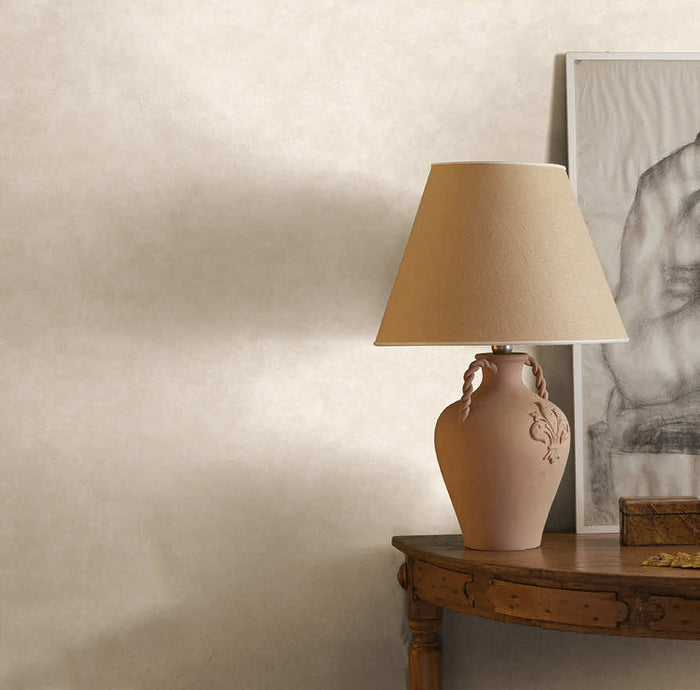 Kanso Soft Plaster wallpaper in cream on a feature wall
