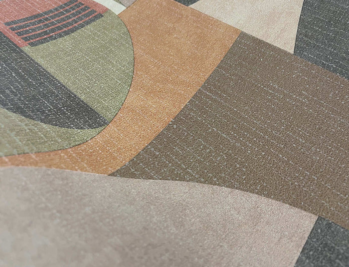 Khalili Bazaar Geometric Wallpaper – Khaki/Orange – Discontinuing