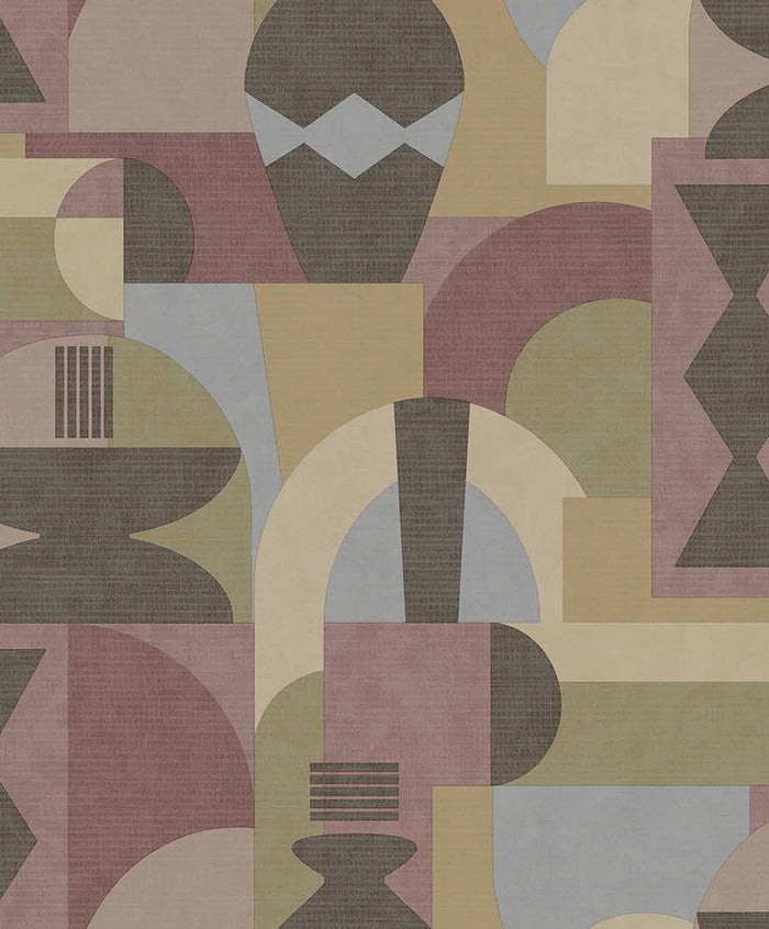 Khalili Bazaar Geometric Wallpaper – Maroon/Beige – Discontinuing