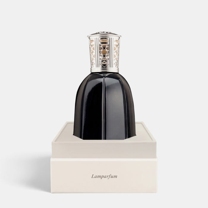 Shop Rescue Spa Dr. Vranjes Firenze Lamparfum in black glass with a silver metallic cap on a display base.