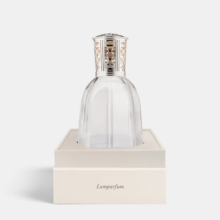 Shop Rescue Spa Dr. Vranjes Firenze Lamparfum clear glass catalytic fragrance lamp with a silver metallic cap.