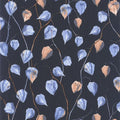 Lanternes Ginkgo Wallpaper - Blue on Midnight Blue