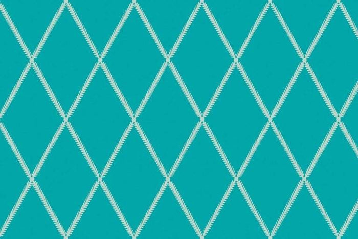 Lattice Leaf Fabric - Beach Blue