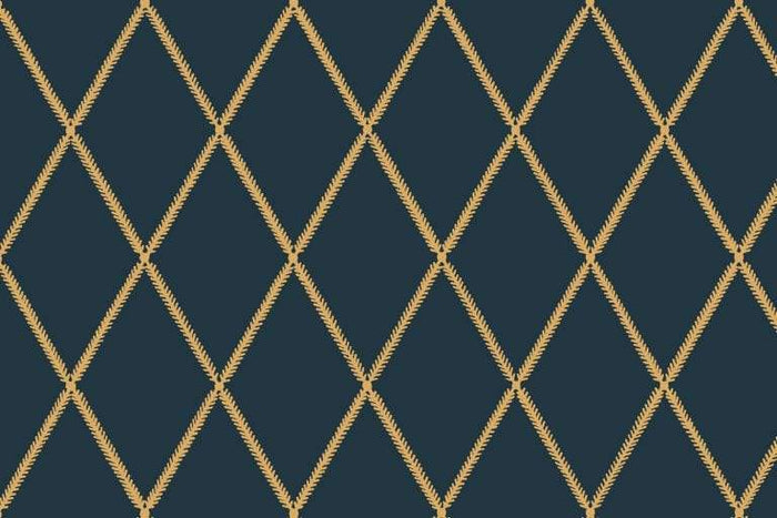 Lattice Leaf Fabric - Blue Dijon