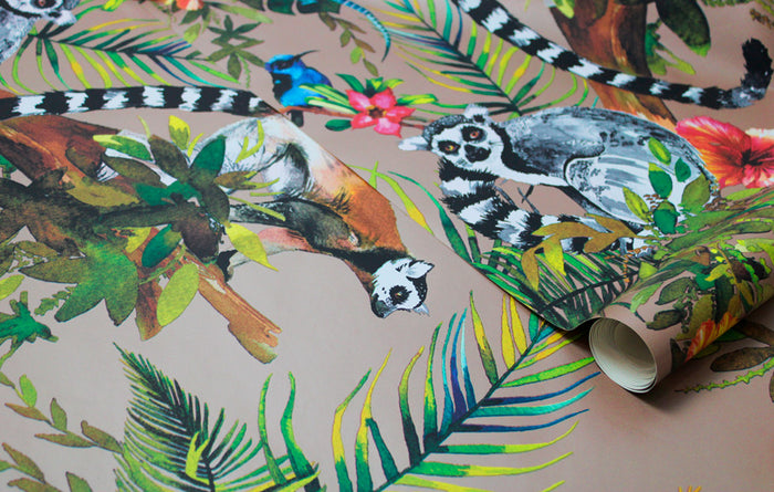 Lemur Wallpaper – Rose Gold
