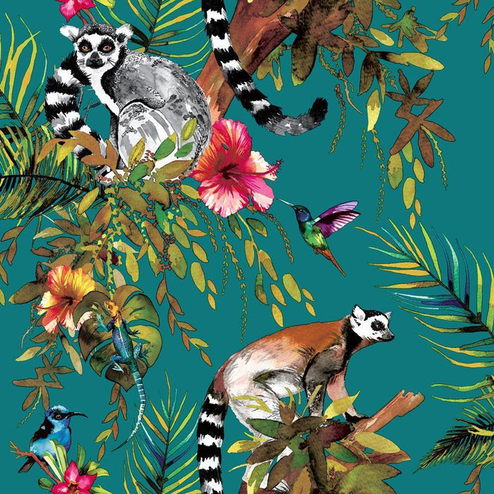 Lemur Wallpaper – Teal