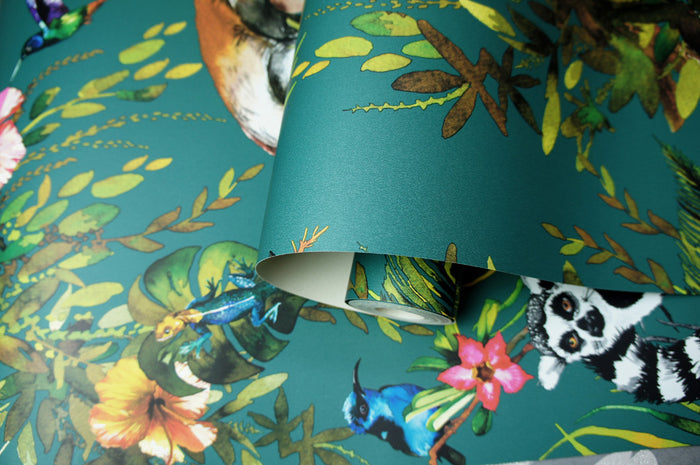 Lemur Wallpaper – Teal
