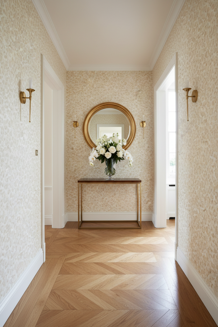 Elegant Hallway - Versace Leopard Wallpaper Cream