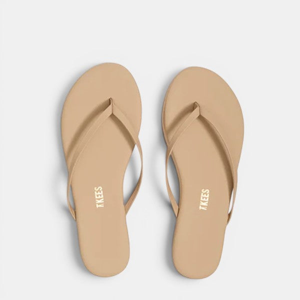 Front view of Tkees Lily Platform Sandals in Sunkissed on a clean background, showing both sandals from above with strap design and footbed visible.