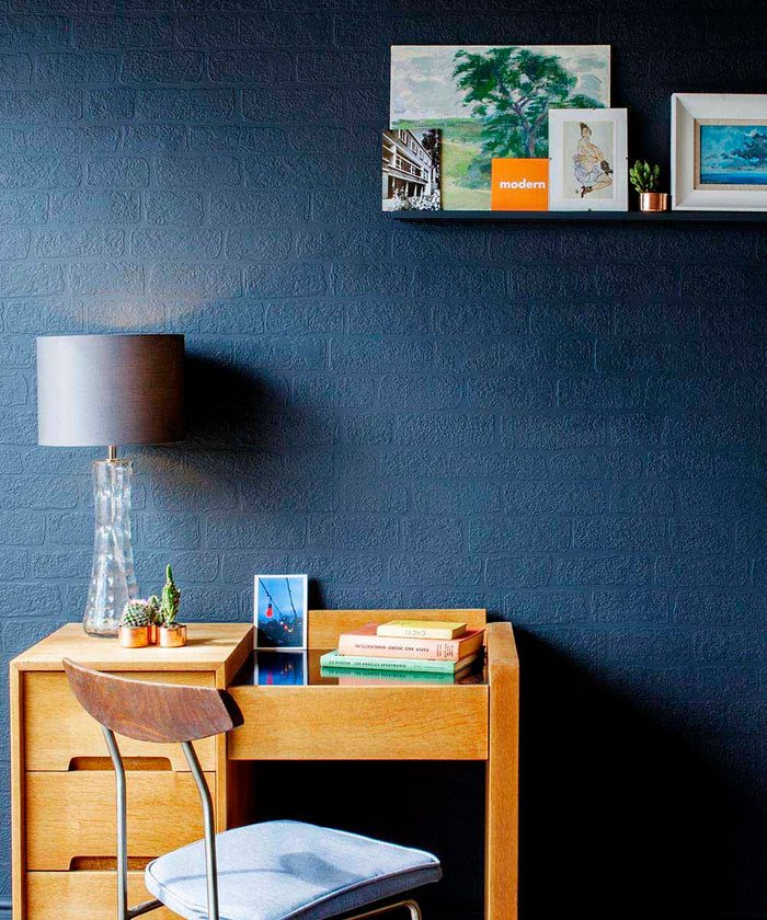 Black Brick Textured Wallpaper